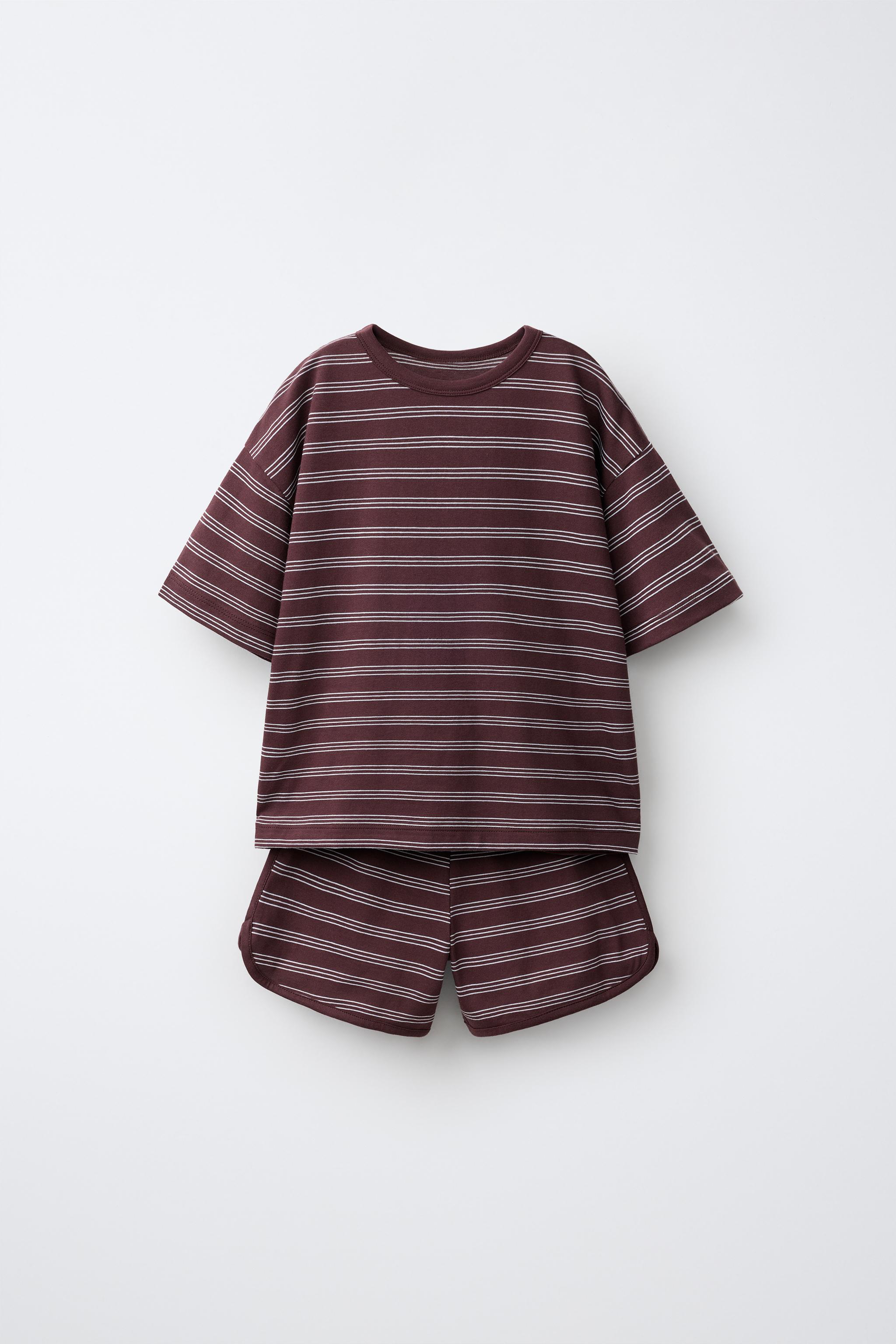 STRIPED T-SHIRT AND BERMUDA SHORTS JOGGING SET